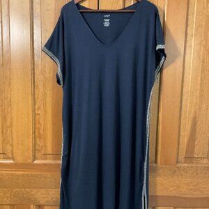 J Jill PureJill Relaxed Embroidered T-Shirt Dress. Navy SZ XL New w/o tag